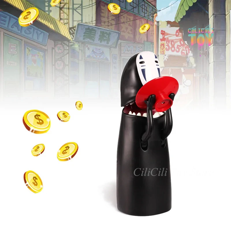 Irited away anime figure no face man piggy bank figurine automatic eat coin collectible thumb200
