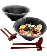 50oz Large Ramen Bowls w Chopsticks  Spoons &amp; Chopstick Rests NEW - £43.37 GBP