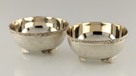 Lot of 2 Gorgeous Sterling Silver Footed Bowls with Etched Honeycomb Pattern - £395.67 GBP