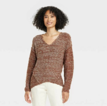 Universal Thread Women&#39;s V Neck Pullover Sweater - Brown Size XXL - £14.53 GBP