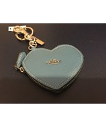 NWT Coach Heart Pouch Keychain Bag Charm Blue - $79.95