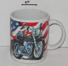Motorcycle American Flag Coffee Mug Cup - $9.85