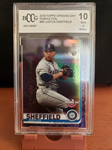 2019 Topps Opening Day Purple Foil #88 Justus Sheffield Graded BCCG 10 Rookie - £15.97 GBP