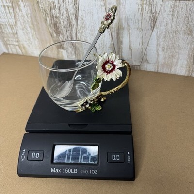 Enamel Flower Glass Coffee Mugs Tea Cup with Steel Spoon Floral Item image 14
