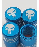 Set of  4 Sky Blue Punisher Tire Valve Stem Caps For Car, Standard Fitting - $136.19 MXN