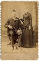 Circa 1880&#39;S Cabinet Card Couple. Woman Flowers In Hair Thos Ryerse Buffalo Ny - £8.94 GBP