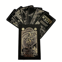 Gilded Black Tarot Deck Universal Waite Gold Foil Cards In Premium Gift Box - £28.16 GBP