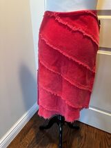 MOSCHINO JEANS Pink Corduroy Pencil Skirt Fringe SZ 8 Made in Italy - $98.01