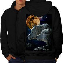 Wolf Couple Moon Animal Sweatshirt Hoody Wild Animal Men Hoodie Back - $20.99+