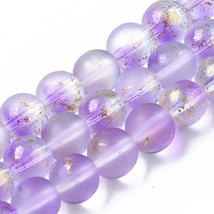 50 Purple Frosted Glass Beads Round 8mm BULK Spacers Jewelry Round Gold Flecked  - £4.35 GBP