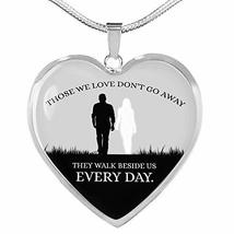 Those We Love Don&#39;t Go Away Couple Necklace Engraved Stainless Steel Heart Penda - £47.43 GBP