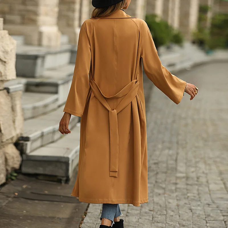  Autumn And Winter New &#39;s Lapel Long Sleeve Fashion Casual Elegant Solid Color T - £127.78 GBP