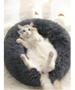 Donut Plush Pet Dog Cat Bed Fluffy Soft Warm Calming Bed Sleeping Kennel... - £12.61 GBP+
