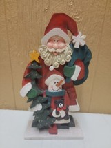 Wooden Santa Claus Table Top Decor Snowman Teddy Bear Christmas Tree 15&quot; - £19.12 GBP