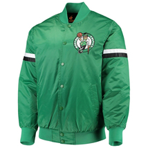 NBA Boston Celtics Green Black Satin Bomber Baseball Varsity Letterman Jacket - £82.94 GBP