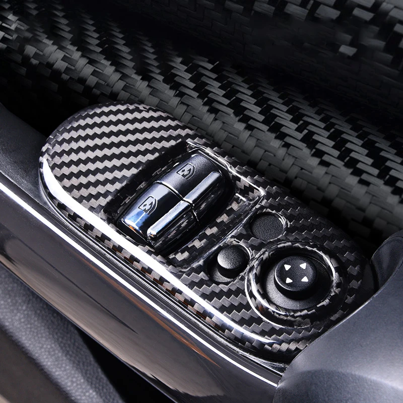 2PCS Carbon Fiber Car Windows Control Panel Cover Stickers Moulding Trim For - £158.53 GBP+