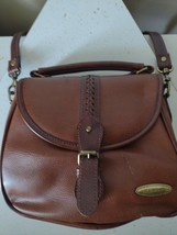 Liz Claiborne Faux Leather Shoulder Bag Dark Tan Vintage - £18.58 GBP