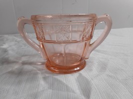 Doric Pink Depression Two Handle Glass Sugar Bowl by Jeannette Glass NO LID - £11.79 GBP