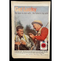 Lucky Strike Cigarettes Vintage Print Ad 60s Get Lucky Fishing Fishermen - $19.89