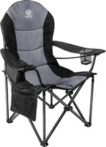 Coastrail Outdoor Camping Chair Oversized Padded Folding Quad Arm Chairs, Black - £73.88 GBP