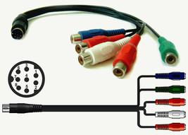 Mini Din 8-Pin To 5 Rca Component Video Audio Input/Output Adapter Cable - £17.62 GBP