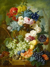 Fruit Grapes Flower Still LifeP Art Giclee Printed Oil Painting Print - $8.59