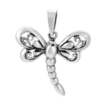 Boho Magic Dragonfly Animal Lover .925 Sterling Silver Pendant for Necklace - £13.88 GBP