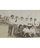 AZO 1918-1930 B &amp; W Photo Postcard 9 Men Hats On Dressed to Go RPPC - $55.93 MXN