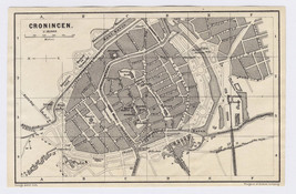 1881 Antique City Map Of Groningen / Holland / Netherlands - £17.64 GBP