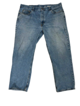 George Jeans Mens 40x30 Med Wash Classic Fit Straight Leg Blue Denim Distres - £14.49 GBP