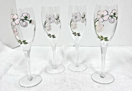 French Perrier Jouet Belle Epoque Fleur Champagne Hand Painted Flutes Se... - $39.59