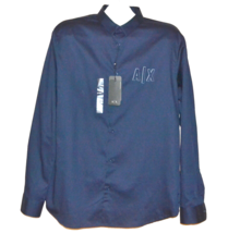 Armani Exchange Navy Gray Logo  Cotton  Men&#39;s Dress Shirt Size XL - £66.06 GBP