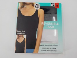 Felina 4 Pk Womens Reversible Tank Top Sz M Gray White Black Long Length Niob - £11.71 GBP