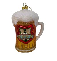 Demdaco Ornament Beer Mug Hand Blown Glass Christmas Tags Style B - £8.72 GBP