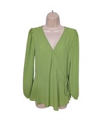 LOFT Outlet Women&#39;s Peplum Wrap Blouse Top Size XS Solid Green Side Tie - $21.82