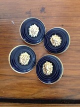 Lot of 4 Vintage Mid Century Black Plastic Brass Lion Head Shank Buttons... - $13.99