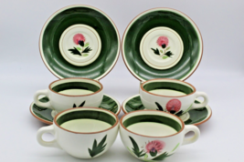 Stangl Pottery Thistle Pattern Cups and Saucers Set of 4 Made in USA Vin... - £17.11 GBP
