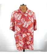 Reyn Spooner Men's Hawaiian Aloha Shirt L Red Beach Scenes Tencel Rayon Blend  - $40.58