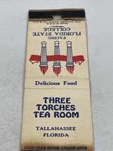 Vintage Matchbook Cover  Three Torches Yea Room  Tallahassee, FL. gmg  Unstruck - £9.92 GBP