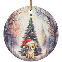 Funny Chihuahua Puppy Dog Winter Christmas Ornament Ceramic Gift Tree Decor - £11.82 GBP