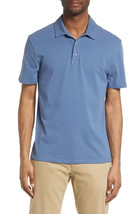 Vince Men&#39;s Regular Fit Garment Dyed Cotton Polo in Smoke Blue-Size Small - £38.64 GBP