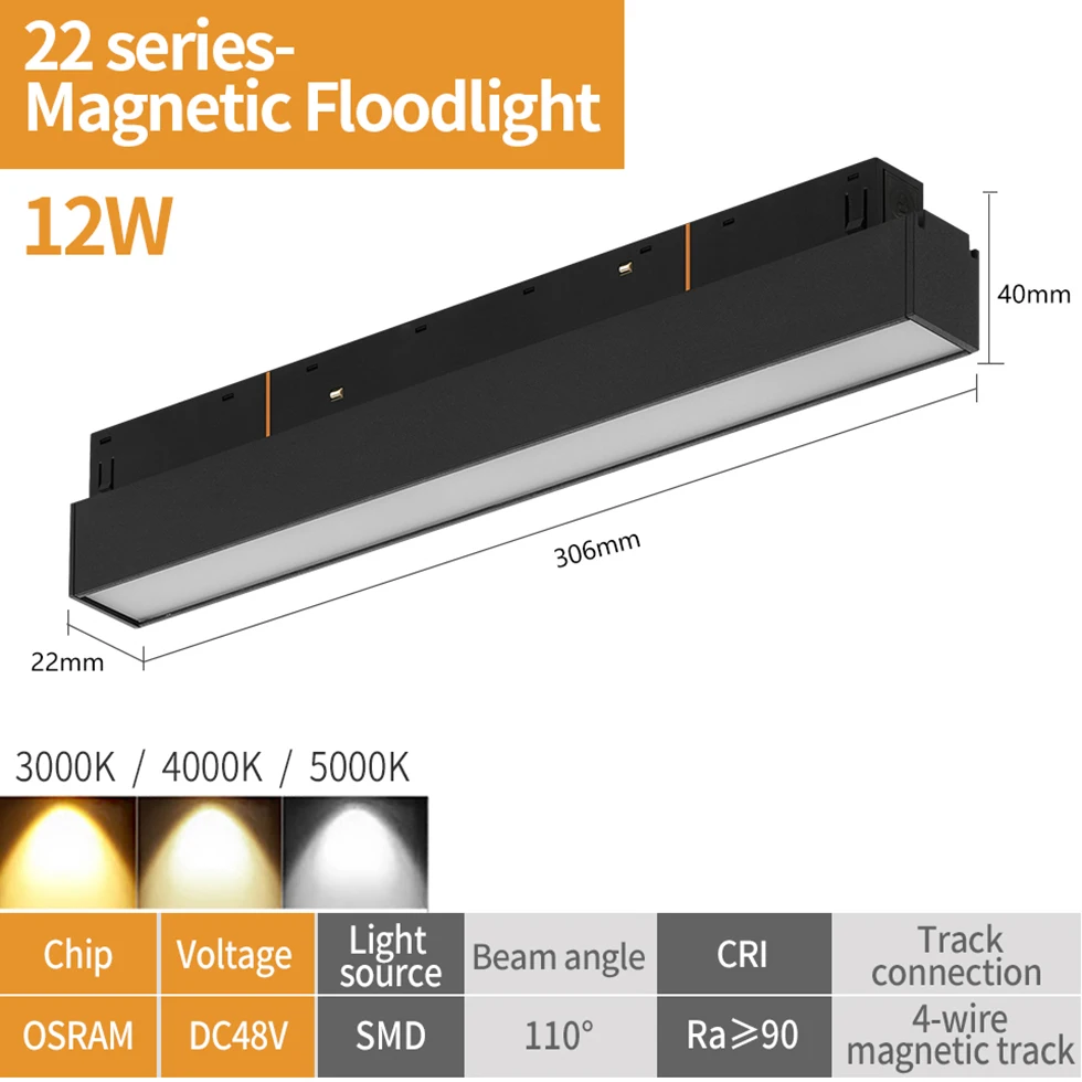 Magnetic Track Light 48V Magnet Spotlight Dimmable Floodlight Dali Rail Lamp Zig - £184.03 GBP
