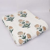 INDACORIFY Kantha Quilts Flower Printed Quilt Cotton Blanket Bohemian Bedding Be - £63.92 GBP