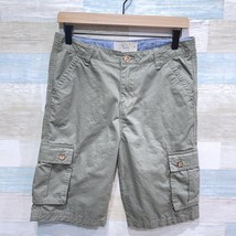 Lucky Brand Cargo Chino Shorts Olive Green Flat Front 100% Cotton Casual Boys 18 - £15.56 GBP