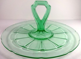 1930s Diamond Glass Green Depression Victory Pattern 10.5&quot;d Tidbit Snack... - £35.88 GBP