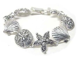 Silver Tone Starfish Seashell Beach Coastal Nautical Bracelet - $14.99