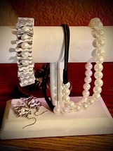 Pearl Headband and Accordian Bracelet and Earrings Set - £13.58 GBP