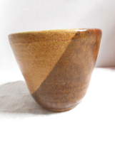 Studio Pottery SIGNED Hand Thrown Glazed Brown Tan Stoneware Vase/Plante... - £25.76 GBP