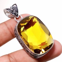 Lemon Topaz Vintage Style Gemstone Handmade Ethnic Pendant Jewelry 2.10&quot; SA 2239 - £6.12 GBP