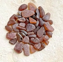 50 Pcs Small / Tiny Genuine SEA GLASS Amber Brown Surf Tumbled Jewelry Quality! - £7.50 GBP